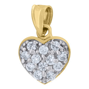 10kt 10k Two-Tone Gold Womens Cubic Zirconia Cubic-Zirconia Heart Charm Pendant